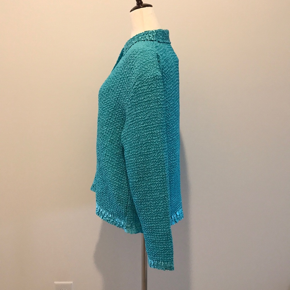 Vintage Sleeveless Teal Sequin Tank Top with Matching Button Down Blouse - Picture 4 of 17